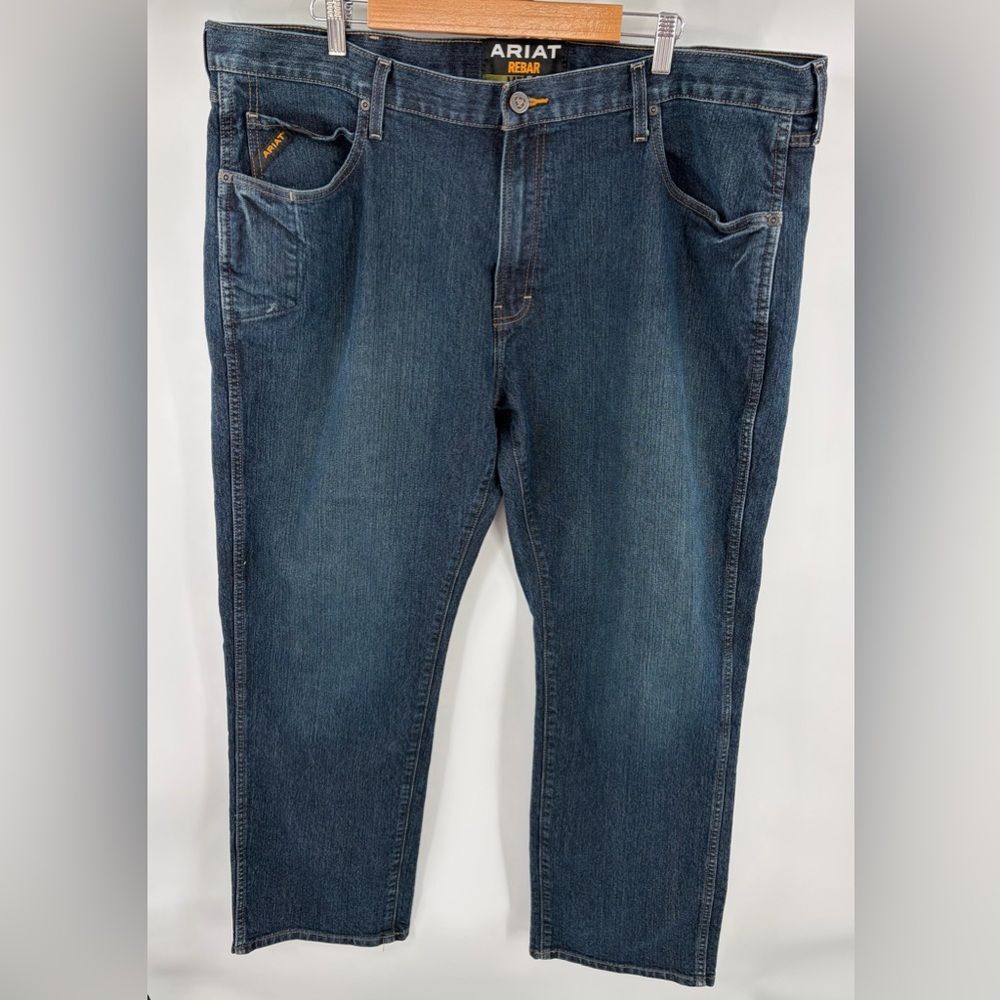 Ariat men’s rebar M5 slim straight dark wash denim jean western rodeo 44x32